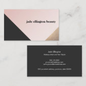 Carte De Visite Elégant moderne Or, noir et rose géométrique (Devant / Derrière)