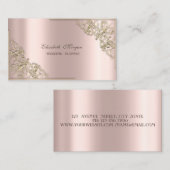 Carte De Visite Élégant moderne, Or Rose, Cadre Or (Devant / Derrière)