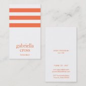 Carte De Visite Élégant moderne orange et blanc rayé (Devant / Derrière)