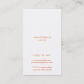 Carte De Visite Élégant moderne orange et blanc rayé (Dos)