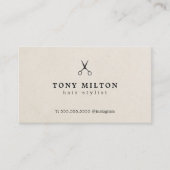 Carte De Visite Elégant moderne papier texture ciseaux Coiffeur (Devant)