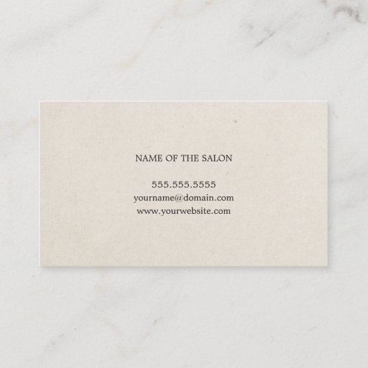 Carte De Visite Elégant moderne papier texture ciseaux Coiffeur (Dos)