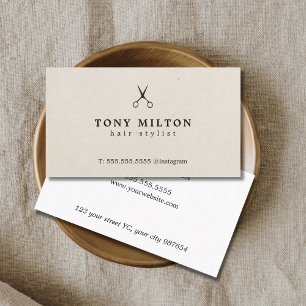 Carte De Visite Elégant moderne papier texture ciseaux Coiffeur