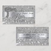 Carte De Visite Élégant, moderne, Parties scintillant Argent Bokeh (Devant / Derrière)