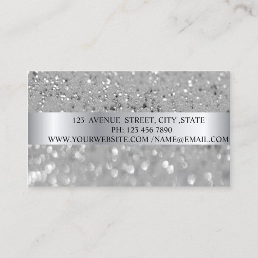 Carte De Visite Élégant, moderne, Parties scintillant Argent Bokeh (Dos)