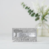 Carte De Visite Élégant, moderne, Parties scintillant Argent Bokeh (Debout devant)