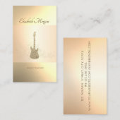 Carte De Visite Elégant Moderne, Parties scintillant d'or Guitare, (Devant / Derrière)