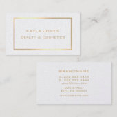 Carte De Visite Elégant moderne Pearl White Gold Frame Professionn (Devant / Derrière)