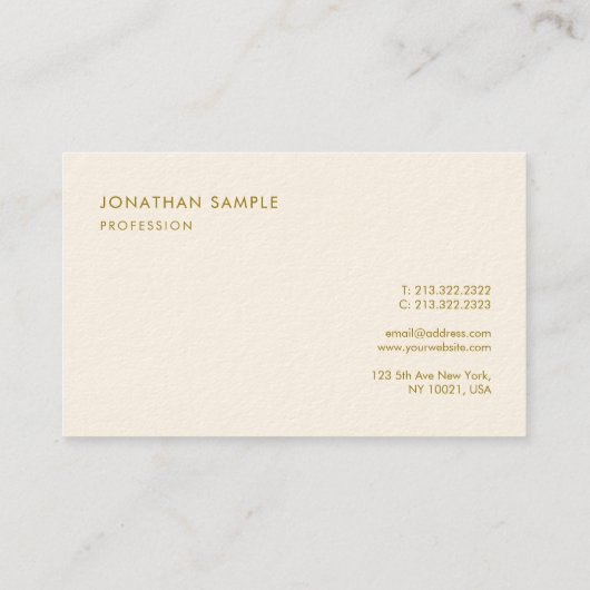 Carte De Visite Elégant moderne petite police or texte Modèle Océa (Dos)