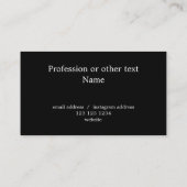 Carte De Visite Élégant moderne photo personnalisée noir professio (Dos)