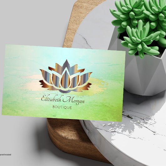 Carte De Visite Élégant Moderne, Pinceau Vert Brise Lotus