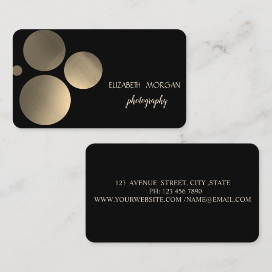 Carte De Visite Élégant moderne, Points, Noir (Devant / Derrière)