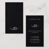 Carte De Visite Élégant moderne Premium Monogramme noir Vertical (Devant / Derrière)