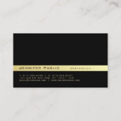 Carte De Visite Élégant moderne professionnel Black Gold Plain (Dos)