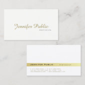 Carte De Visite Élégant moderne professionnel Blanc Or Plaine (Devant / Derrière)