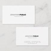 Carte De Visite Élégant Moderne Professionnel Blanc Simple (Devant / Derrière)