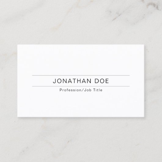 Carte De Visite Élégant Moderne Professionnel Blanc Simple Uni (Devant)