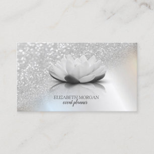 Carte De Visite Élégant Moderne Professionnel Bokeh Lotus Argent