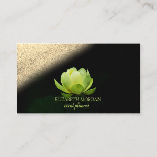 Carte De Visite Élégant Moderne Professionnel Lotus Vert Or Bokeh