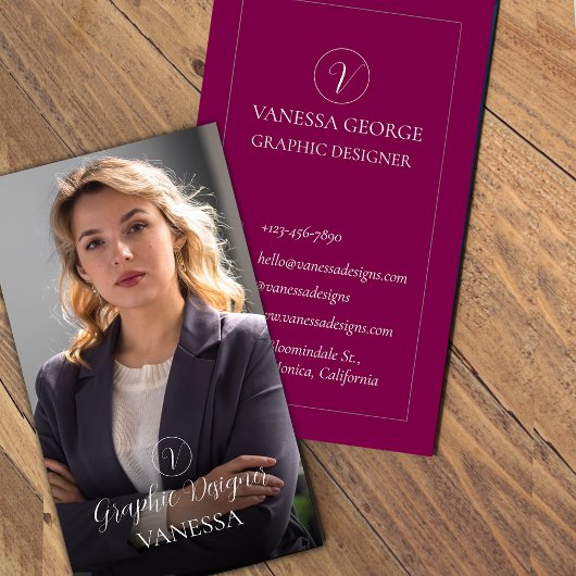 Carte De Visite Élégant moderne professionnel Monogramme rouge pho