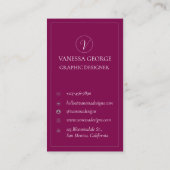 Carte De Visite Élégant moderne professionnel Monogramme rouge pho (Dos)