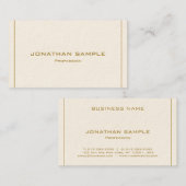 Carte De Visite Élégant Moderne Professionnel Simple Luxe Or (Devant / Derrière)