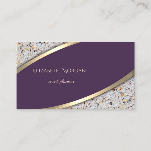 Carte De Visite Élégant Moderne Professionnel Violet, Or , Marbre (Devant)