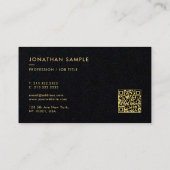 Carte De Visite Élégant moderne QR Code Premium Black Luxe (Dos)