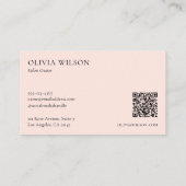 Carte De Visite Élégant moderne QR Code professionnel Blush Rose (Dos)