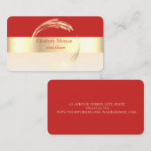 Carte De Visite Élégant moderne rayé élégant rouge, or (Devant / Derrière)