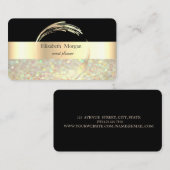 Carte De Visite Élégant moderne rayé noir, Parties scintillant Bok (Devant / Derrière)