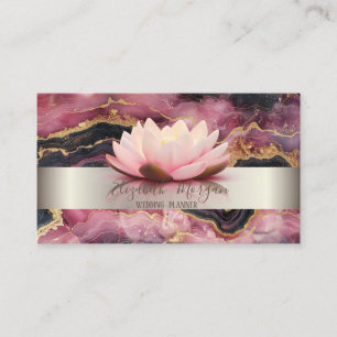 Carte De Visite Élégant Moderne Rayure Lotus Marbre Bordeaux