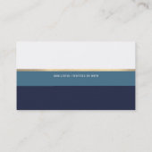 Carte De Visite élégant moderne rayures bleues professionnel (Dos)