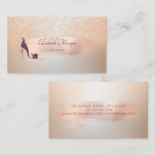 Carte De Visite Élégant moderne, Rose Brush Stroke, talons hauts (Devant / Derrière)