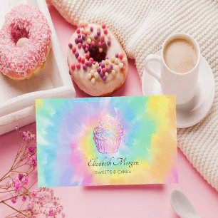 Carte De Visite Élégant Moderne, Rose Gold Chic Cupcake Tie-Dye