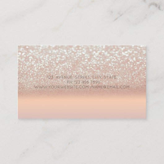 Carte De Visite Élégant moderne, Rose Parties scintillant or Bokeh (Dos)