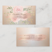 Carte De Visite Élégant moderne, Rose pinceau d'or, Rose (Devant / Derrière)