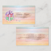 Carte De Visite Élégant, moderne, Rose pinceau d'or Stroke Macaron (Devant / Derrière)