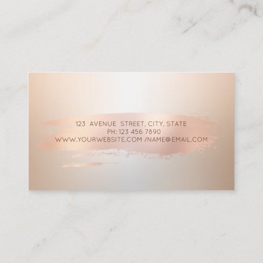 Carte De Visite Élégant moderne, Rose pinceau or, Flamant rose (Dos)