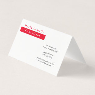 Carte De Visite Élégant Moderne Rouge Blanc Minimaliste