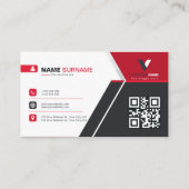 Carte De Visite Élégant moderne rouge et noir (Dos)
