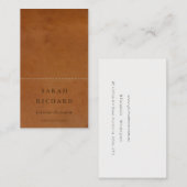 Carte De Visite Élégant Moderne Rustique Tan Tan Texture Cuir Pers (Devant / Derrière)