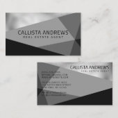 Carte De Visite Elégant moderne Silver gris noir géométrique (Devant / Derrière)