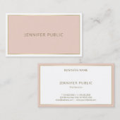 Carte De Visite Élégant moderne simple Artistic Pink Gold Frame (Devant / Derrière)