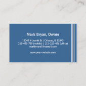 Carte De Visite Élégant Moderne Simple Bleu Professionnel (Dos)