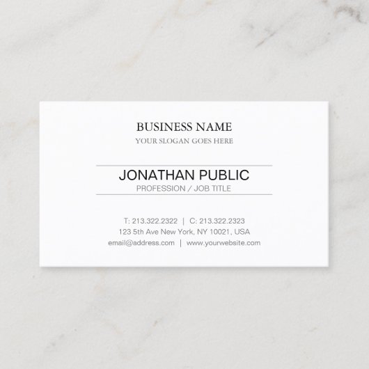 Carte De Visite Élégant Moderne Simple Clair Graphique Professionn (Devant)