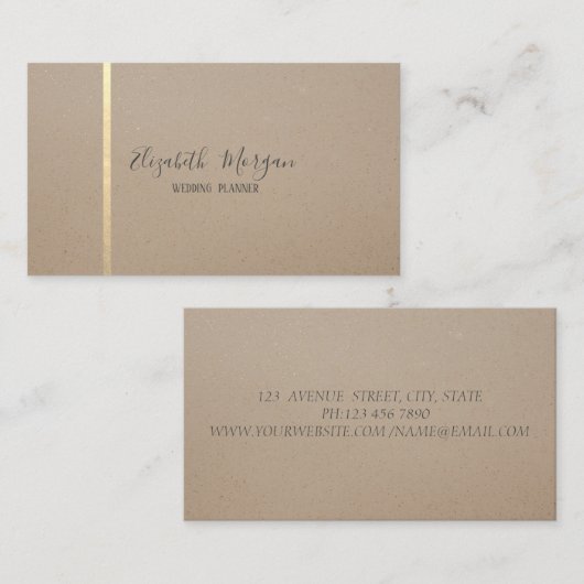 Carte De Visite Élégant moderne simple, Gold Stripe (Devant / Derrière)