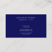 Carte De Visite Élégant Moderne Simple Modèle Script Bleu Marine (Dos)