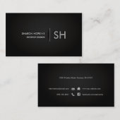 Carte De Visite Élégant moderne simple Noir sobre (Devant / Derrière)