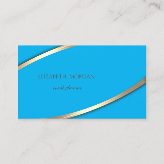 Carte De Visite Élégant Moderne Simple Rayure Bleue et Or (Devant)